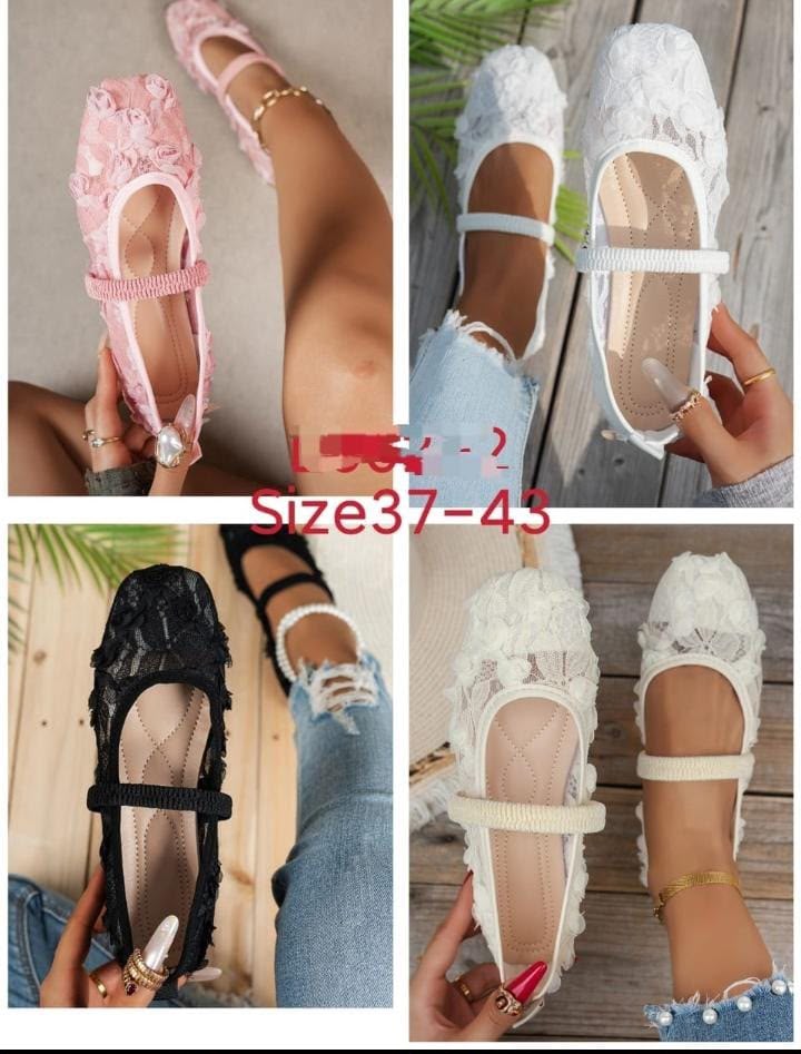 Quality flowered net flat shoe