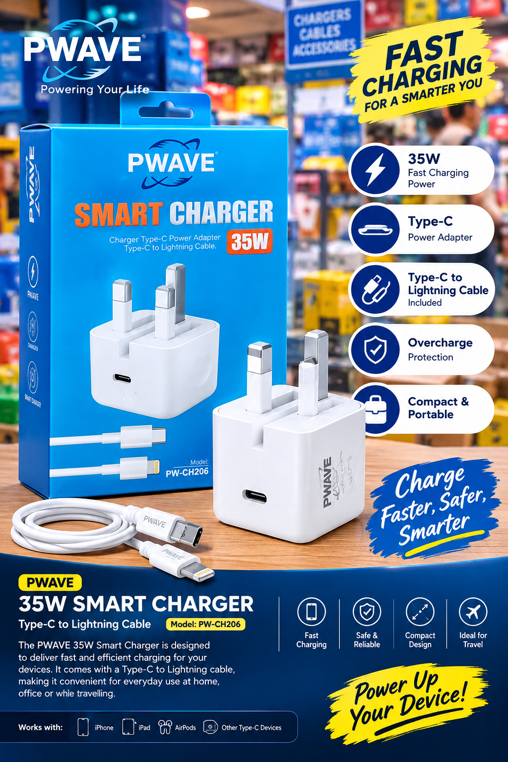 Pwave 35w Type-c to Iphone Charger